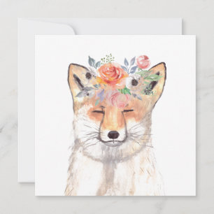 Fox waterverf Sinaasappel Bruin Wildlife Art Anima