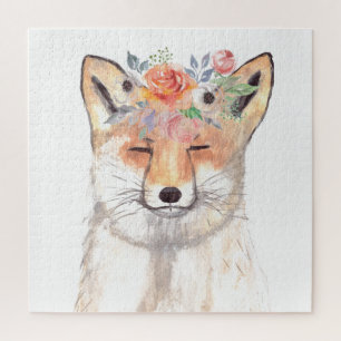 Fox waterverf Sinaasappel Bruin Wildlife Art Anima Legpuzzel