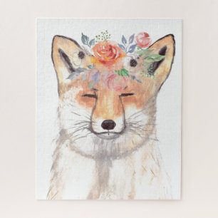 Fox waterverf Sinaasappel Bruin Wildlife Art Anima Legpuzzel