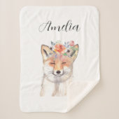 Fox waterverf Sinaasappel Leuke Kwekerij Art Anima Sherpa Deken (Voorkant)