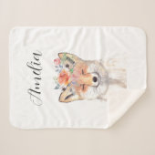 Fox waterverf Sinaasappel Leuke Kwekerij Art Anima Sherpa Deken (Voorkant (horizontaal))