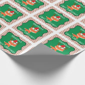 Fox Wearing Reindeer Santa Hat Eerste Kerstmis Cadeaupapier (Hoek)