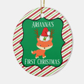Fox Wearing Reindeer Santa Hat Eerste Kerstmis Keramisch Ornament (Links)