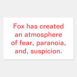Fox Wekt Angst & Paranoia Op Hankamer Artjunkhaus  Rechthoekige Sticker