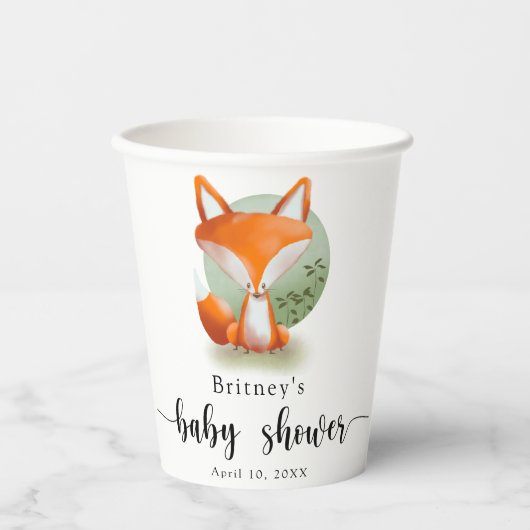 Fox welp - baby shower papieren bekers (Voorkant)