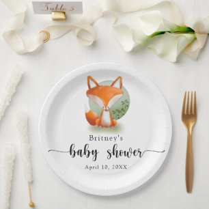 Fox welp - baby shower papieren bordje
