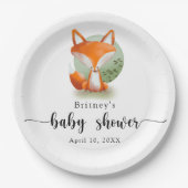 Fox welp - baby shower papieren bordje (Voorkant)