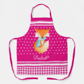 Fox welp met sjaal art naam roze wit schort (Voorkant)