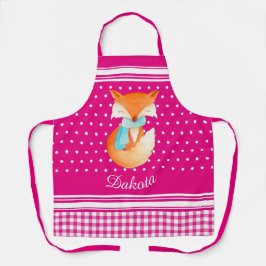 Fox welp met sjaal art naam roze wit schort