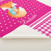 Fox welp met sjaal art naam roze wit sherpa deken (3/4)