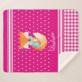 Fox welp met sjaal art naam roze wit sherpa deken (Voorkant (horizontaal))