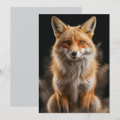 Fox Wild Animal Elegant Dramatisch Portret op Mist Aankondiging (Voorkant / Achterkant)