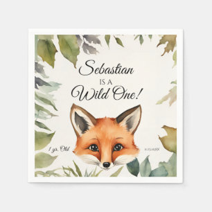 Fox Wild One Woodland Animal Verjaardagsfeestje Servet