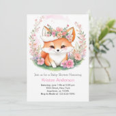 Fox Wildflower Woodland Meisje Baby shower Kaart (Staand voorkant)