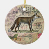 Fox Wildlife Collage Illustratie Keramisch Ornament (Voorkant)