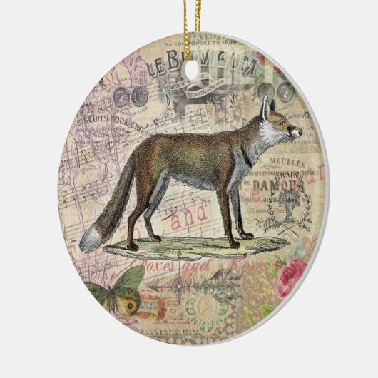 Fox Wildlife Collage  Illustratie Keramisch Ornament (Links)