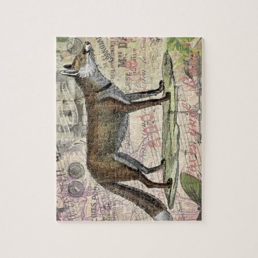 Fox Wildlife Collage  Illustratie Legpuzzel (Verticaal)
