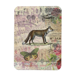 Fox Wildlife Collage Illustratie Magneet