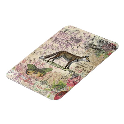 Fox Wildlife Collage Illustratie Magneet (Linkerzijde)