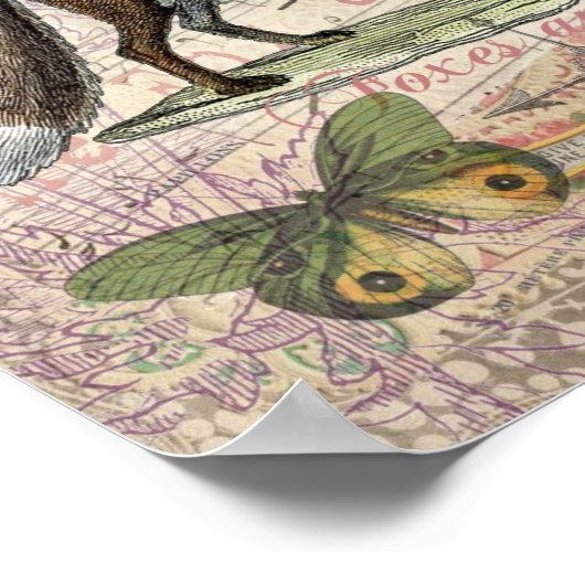 Fox Wildlife Collage  Illustratie Poster (Hoek)