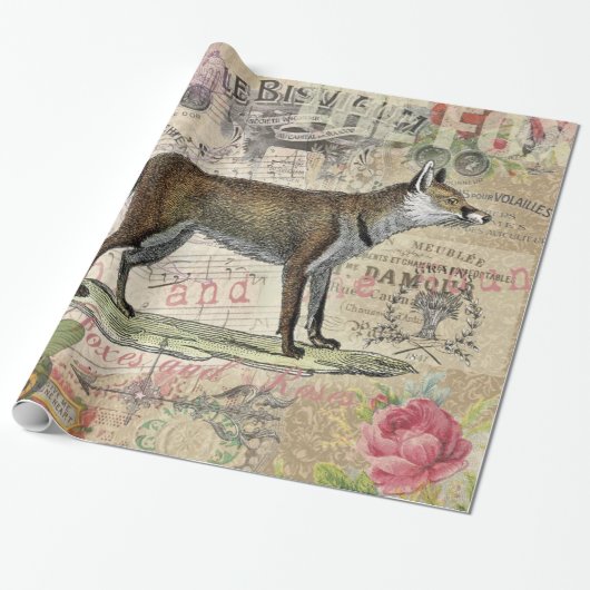 Fox Wildlife  Dierenillustratie Cadeaupapier (Uitgerold)
