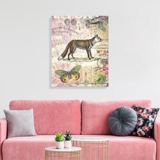 Fox Wildlife  Dierenillustratie Canvas Afdruk (Insitu (Woonkamer))