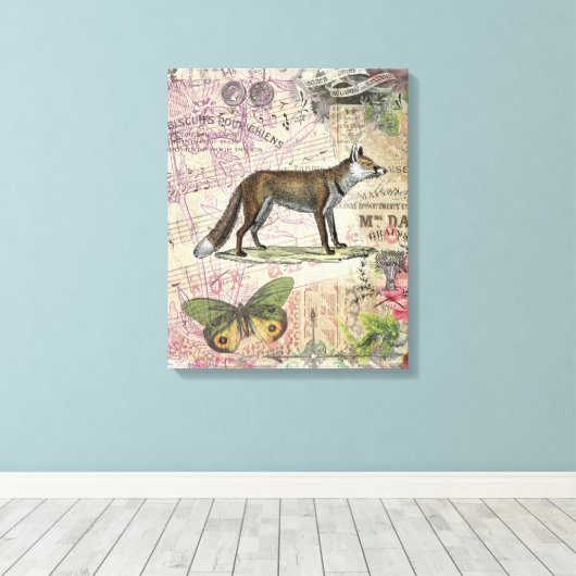 Fox Wildlife  Dierenillustratie Canvas Afdruk (Insitu (Houten vloer))