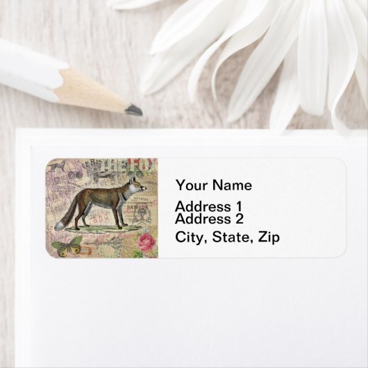 Fox Wildlife  Dierenillustratie Etiket (Insitu)