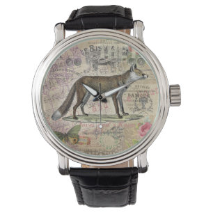 Fox Wildlife  Dierenillustratie Horloge