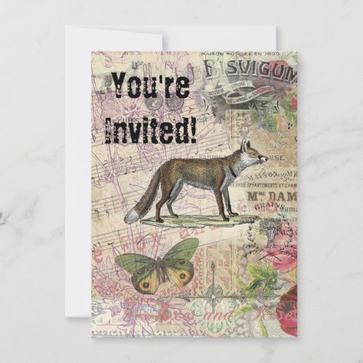 Fox Wildlife  Dierenillustratie Kaart (Voorkant)