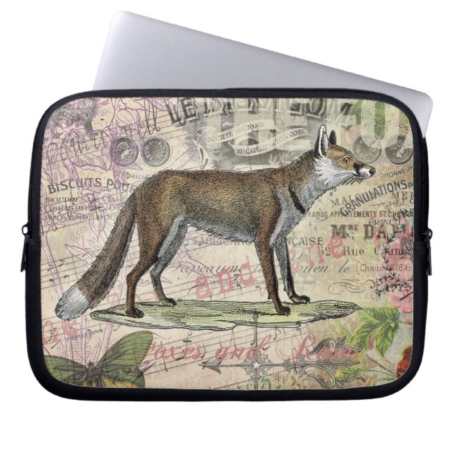 Fox Wildlife  Dierenillustratie Laptop Sleeve (Voorkant)