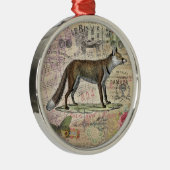 Fox Wildlife  Dierenillustratie Metalen Ornament (Rechts)