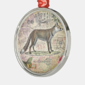 Fox Wildlife  Dierenillustratie Metalen Ornament (Links)
