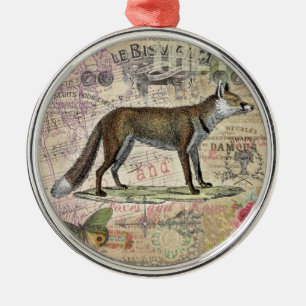 Fox Wildlife  Dierenillustratie Metalen Ornament