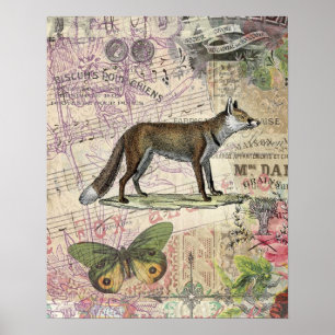 Fox Wildlife  Dierenillustratie Poster