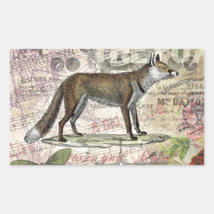 Fox Wildlife Dierenillustratie Rechthoekige Sticker