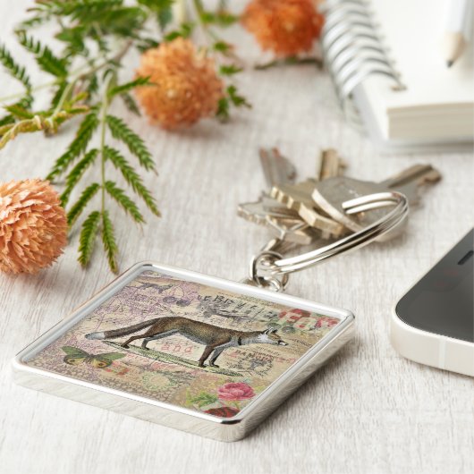 Fox Wildlife  Dierenillustratie Sleutelhanger (Zijkant)