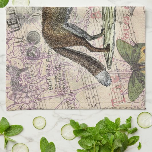 Fox Wildlife  Dierenillustratie Theedoek (Gevouwen)