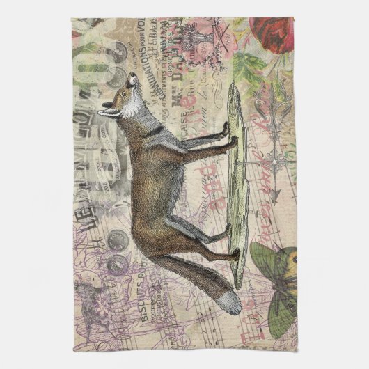 Fox Wildlife  Dierenillustratie Theedoek (Verticaal)