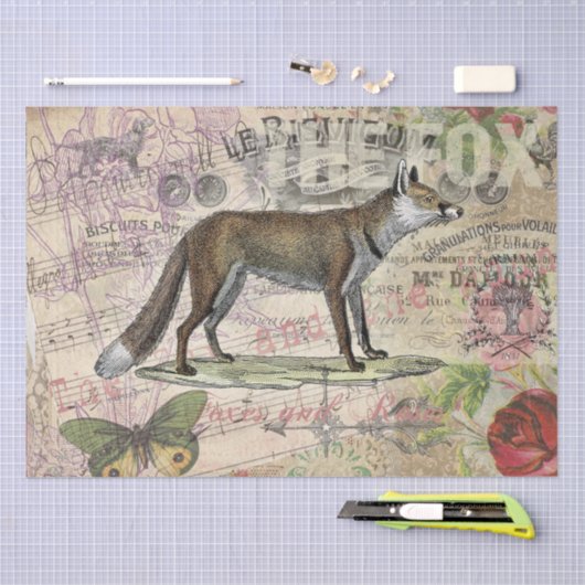 Fox Wildlife  Dierenillustratie Tissuepapier (Craft)