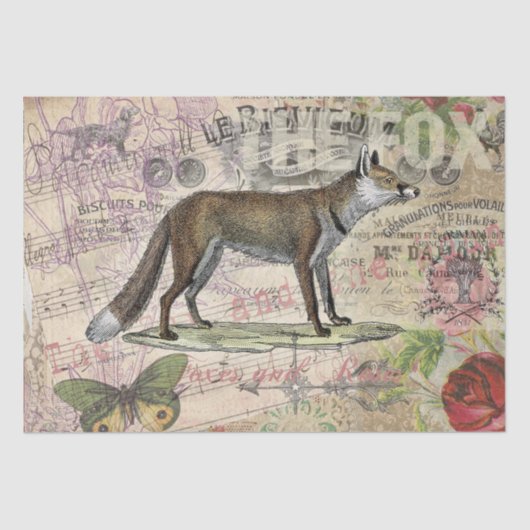 Fox Wildlife Dierenillustratie Tissuepapier (Voorkant)