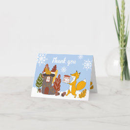 Fox Winter Baby shower Bedankt kaart