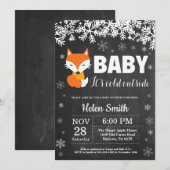 Fox Winter Baby shower Chalkboard Invitation Kaart (Voorkant / Achterkant)
