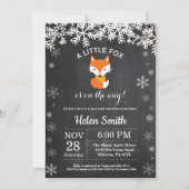 Fox Winter Baby shower Chalkboard Uitnodiging (Voorkant)