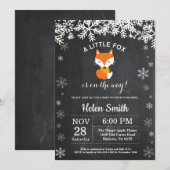 Fox Winter Baby shower Chalkboard Uitnodiging (Voorkant / Achterkant)