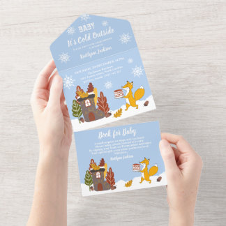 Fox Winter Baby shower Het is koud buiten All In One Uitnodiging