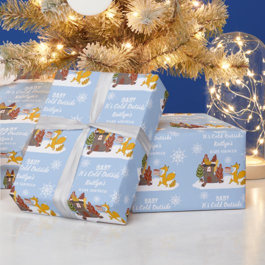 Fox Winter Baby shower Het is koud buiten Gift Cadeaupapier (Feestdagen)