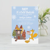 Fox Winter Baby shower Het is koud buiten Kaart (Staand voorkant)