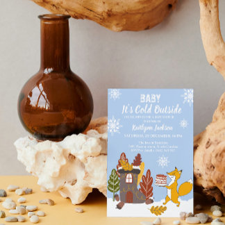Fox Winter Baby shower Het is koud buiten Kaart