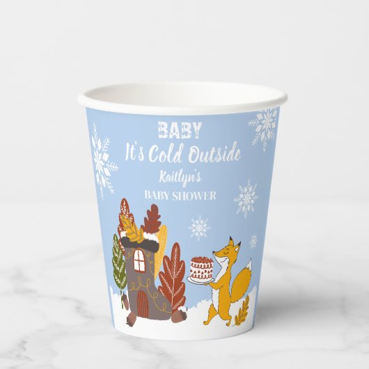 Fox Winter Baby shower Het is koud buiten Papieren Bekers (Voorkant)